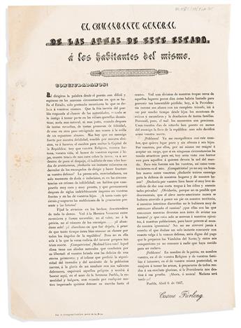 (MEXICO.) Papers of Cosme Furlong, who commanded the defenses of Puebla against the United States.